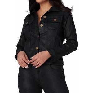 NEW LOLA JEANS gabriella denim jacket in coated black